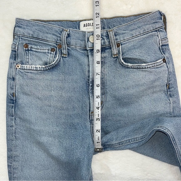 Agolde Merrel Straight Ankle Jeans Womans Size 24 Medium Wash Raw Hem - Picture 10 of 11